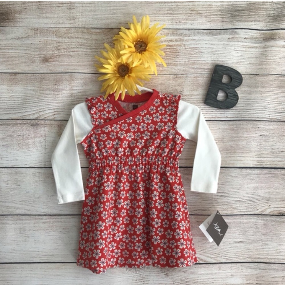 NWT Tea Collection Sora Red Floral Wrap Dress